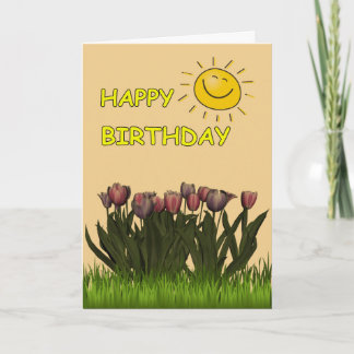 Happy Birthday Sun and Flowers Card