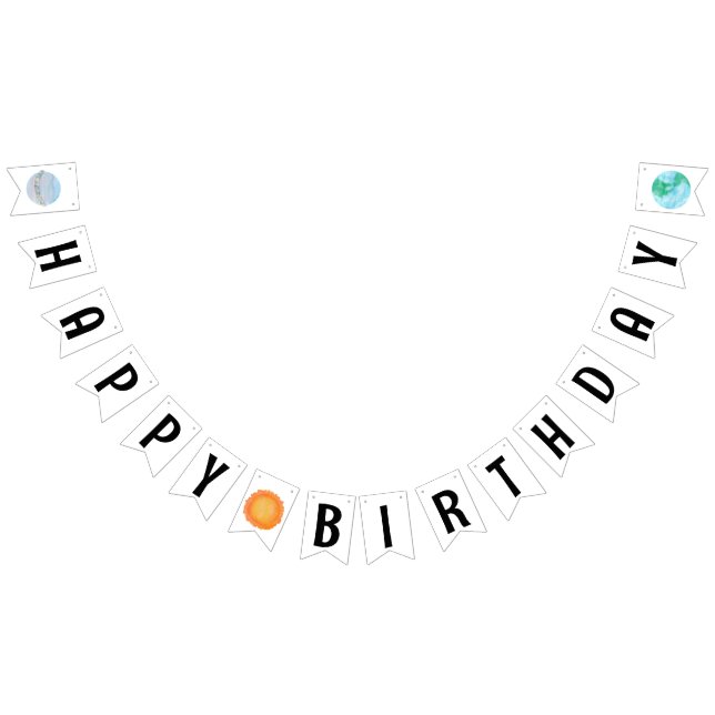 Happy Birthday Sun And Planets Bunting Bunting Flags (All)