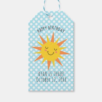 Happy Birthday Sun Compass Gift Tags by kidslife at Zazzle