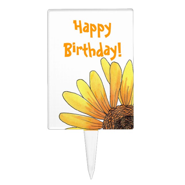 Happy Birthday Sunflower Cake Pick (Front)