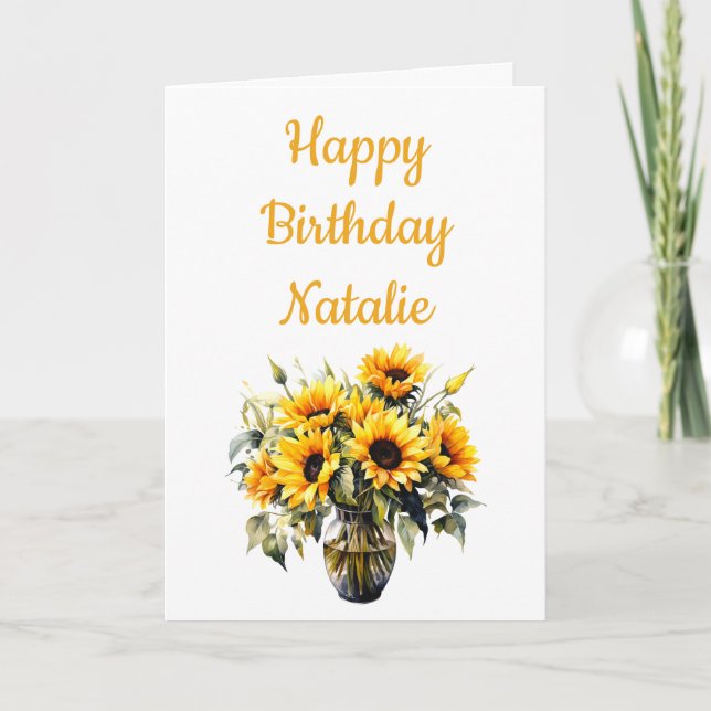 Happy Birthday Sunflower Heart Card (Front)