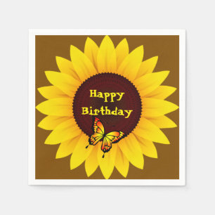 Happy Birthday Sunflower Paper Napkins