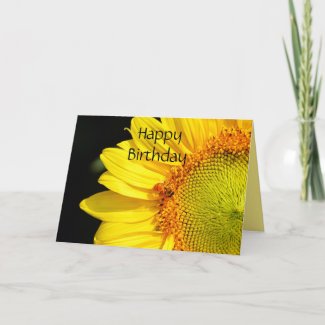 Happy Birthday Sunflower With Honeybee Card
