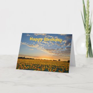 Happy Birthday Sunflowers at Sunset Card