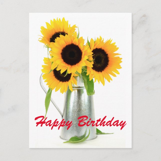 Happy Birthday Sunflowers Bouquet Postcard (Front)