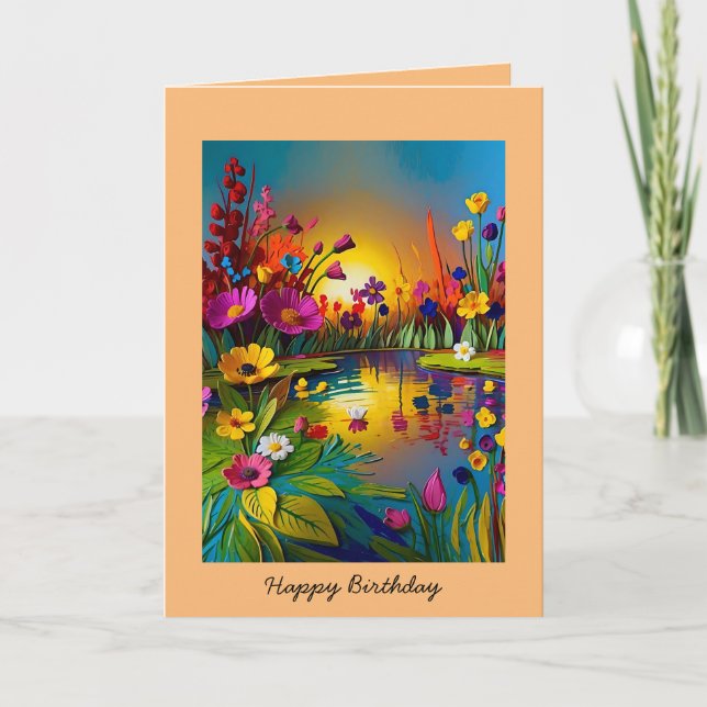 Happy birthday sunrise over pond card (Front)