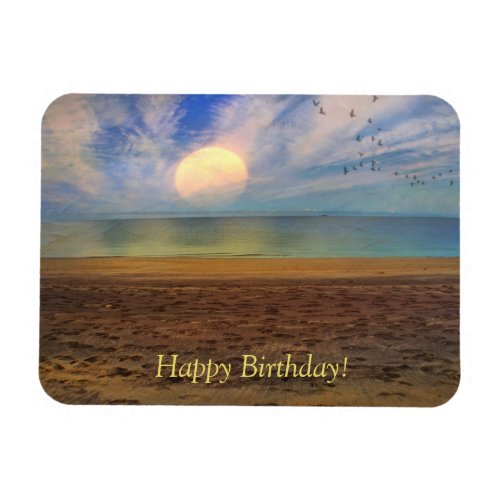 Happy Birthday Sunset Beach Magnet