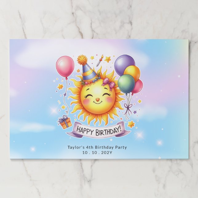 Happy Birthday Sunshine Custom Name Paper Placemat (Front)