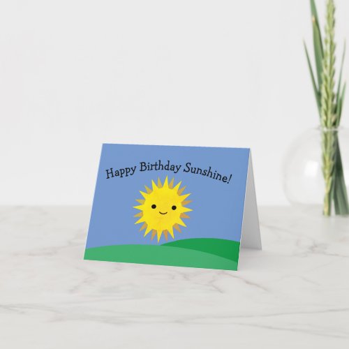 Happy Birthday Sunshine Cute Smiling Sun Card