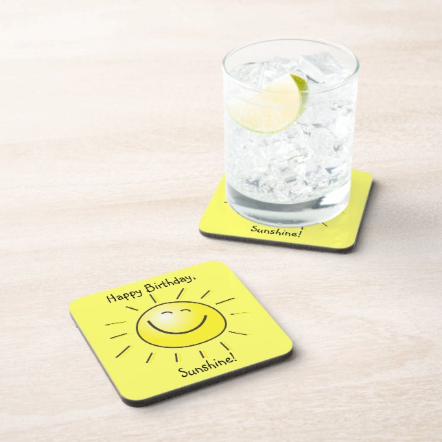 Happy Birthday, Sunshine! Drink Coaster (Right Side)