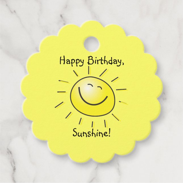 Happy Birthday, Sunshine! Favor Tags (Front)