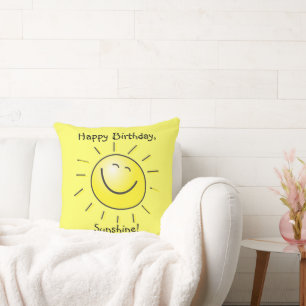 Happy Birthday, Sunshine! Throw Pillow