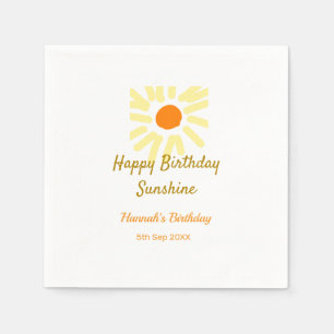 Happy birthday sunshine yellow orange birthday boh napkins
