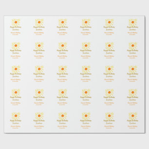 Happy birthday sunshine yellow orange birthday boh wrapping paper