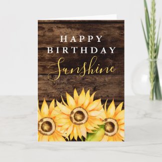 Happy Birthday Sunshine Yellow Sunflower Card