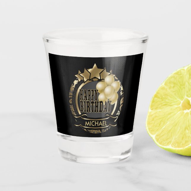 Happy Birthday Super Star Shot Glass (Front)