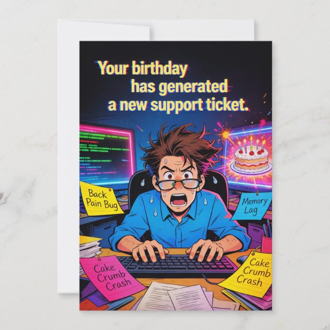 Happy Birthday Support Ticket Invitation (Front)