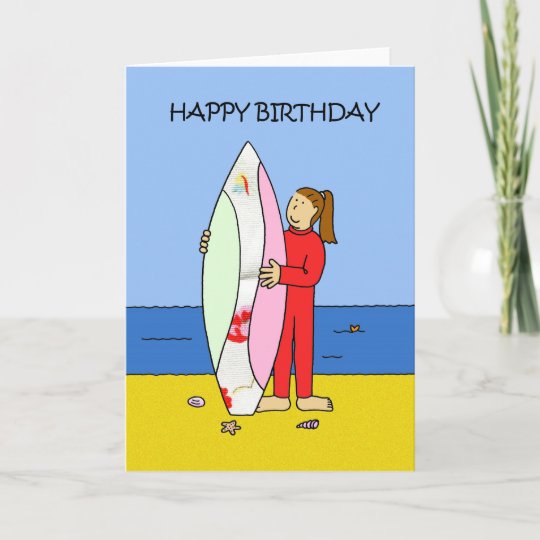 Happy Birthday Surfer Girl Card