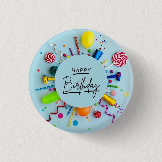 Happy Birthday Surprise Fun Button (Front)
