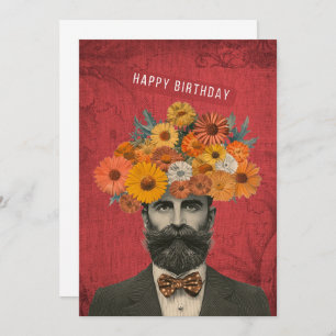Happy Birthday Surreal Flower Gent Card