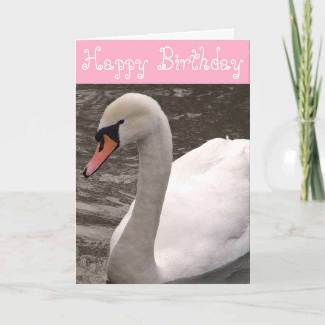 Happy Birthday Swan Birthday Card | Zazzle