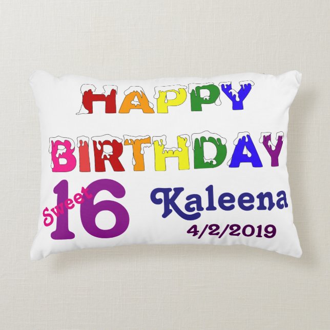 Happy Birthday Sweet 16 Decorative Pillow (Front)