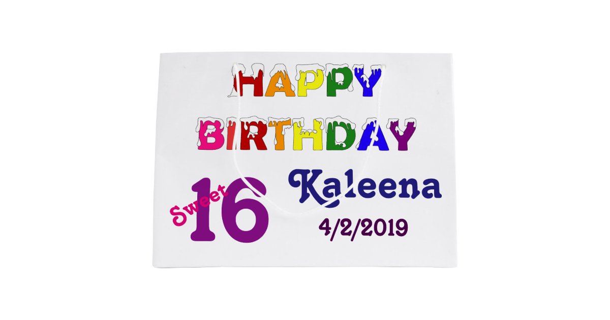 Happy Birthday Sweet 16 Large Gift Bag Zazzle Com