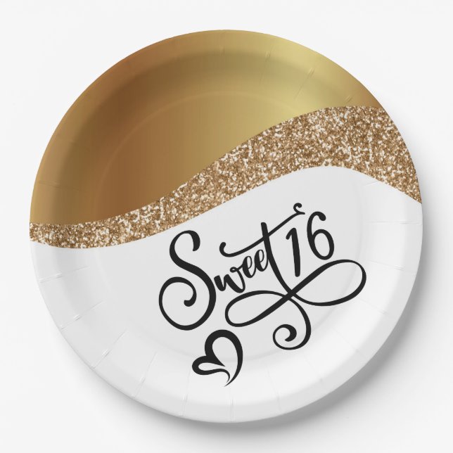 Happy Birthday Sweet 16 Paper Plates (Front)