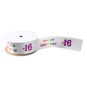Happy Birthday Sweet 16 Satin Ribbon