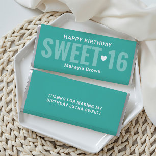Happy Birthday Sweet 16 Teal Aqua Hershey Bar Favors