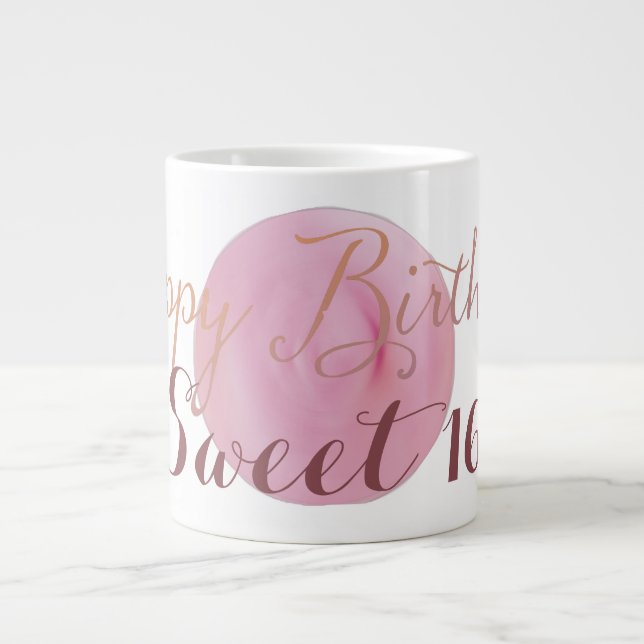 Happy Birthday Sweet As Pink Icing 16 Giant Coffee Mug (Front)