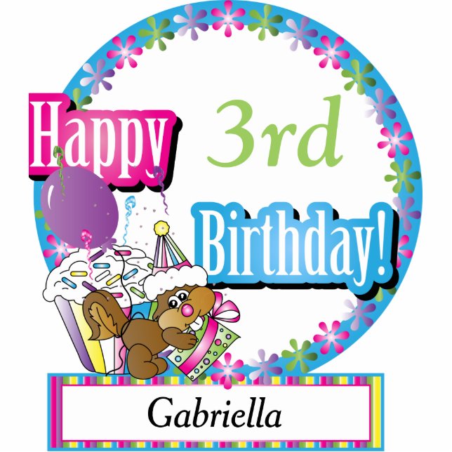 Happy Birthday Sweet Cupcake Squirrel | DIY Text Statuette (Front)