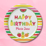 Happy Birthday sweet fruit Paper Plates<br><div class="desc">sweet kawaii fruit party collection</div>