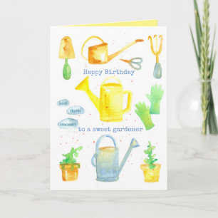 Happy Birthday Sweet Gardener Gardening Tools Card