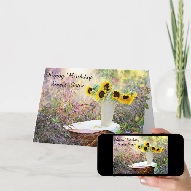 Happy Birthday Sweet Sister Sunflower Card Zazzle