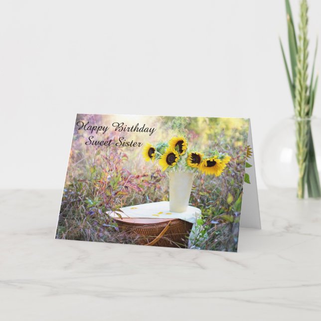 Happy Birthday Sweet Sister Sunflower Card (Front)