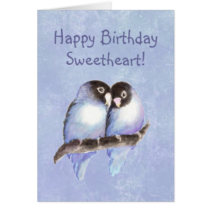 Happy Birthday Sweetheart Blue Lovebirds Cards