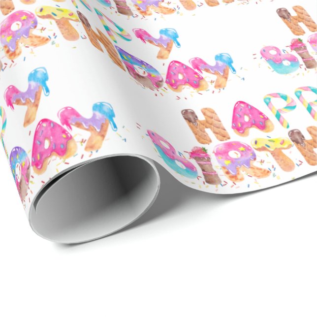 Happy Birthday Sweets Wrapping Paper (Roll Corner)