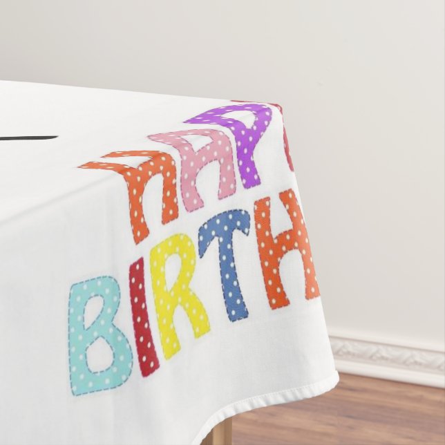 Happy Birthday Tablecloth Balloons Cat  (In Situ)