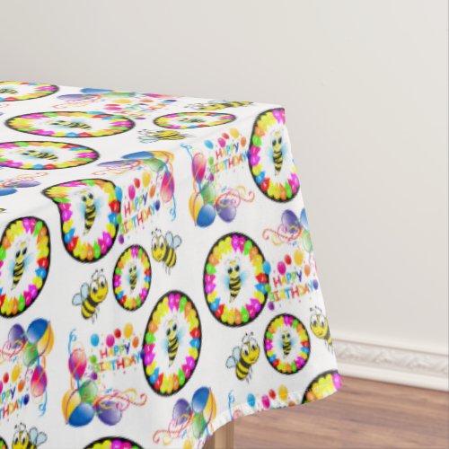 Happy Birthday Tablecloth Bumblebee Balloons