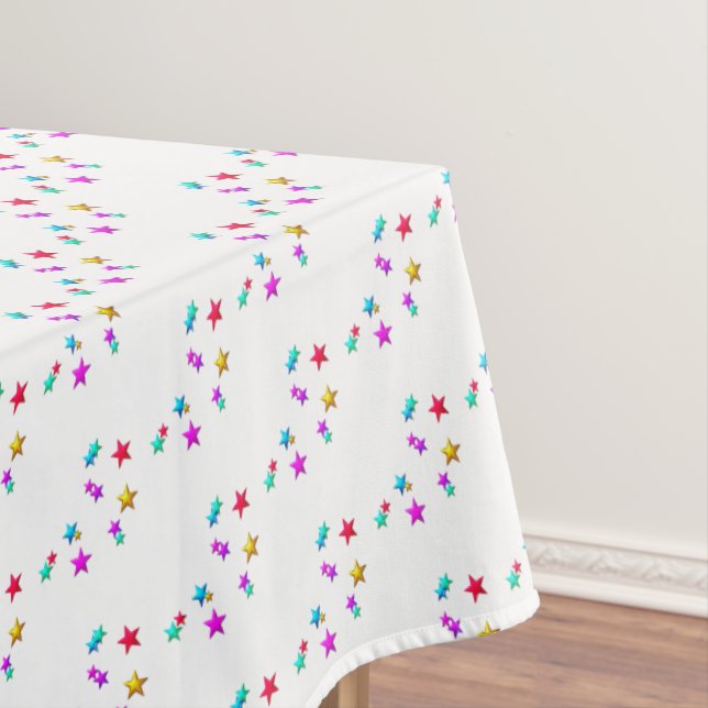 Happy Birthday Tablecloth Colorful Stars (In Situ)