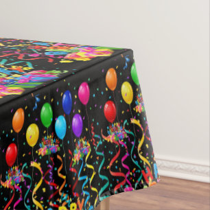 Happy Birthday Tablecloth Confetti Black 
