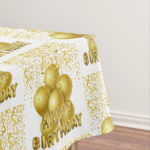 Happy Birthday Tablecloth Gold Confetti