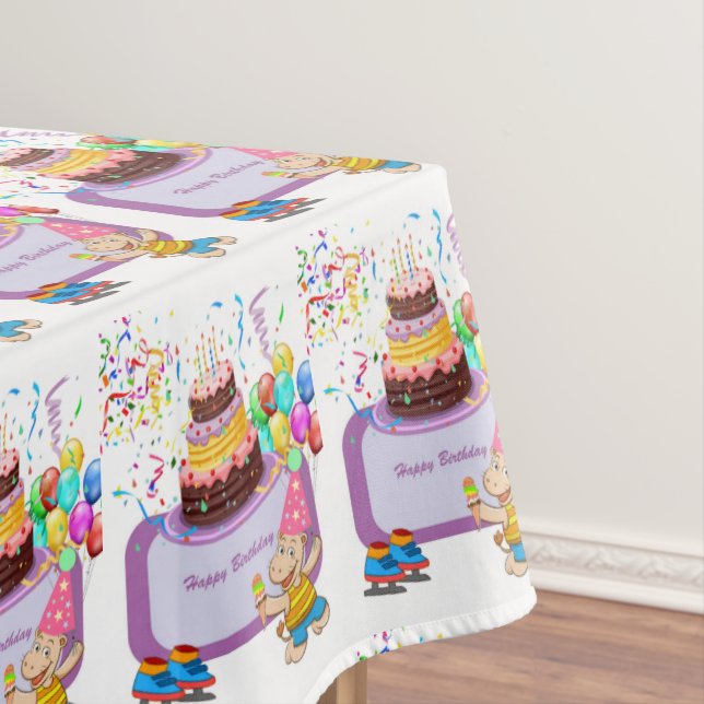 Happy Birthday Tablecloth Hippopotamus (In Situ)