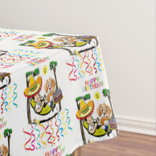 Happy Birthday Tablecloth Man Dog Sombrero