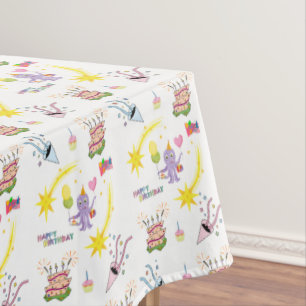Happy Birthday Tablecloth Purple Octopus Cake Star