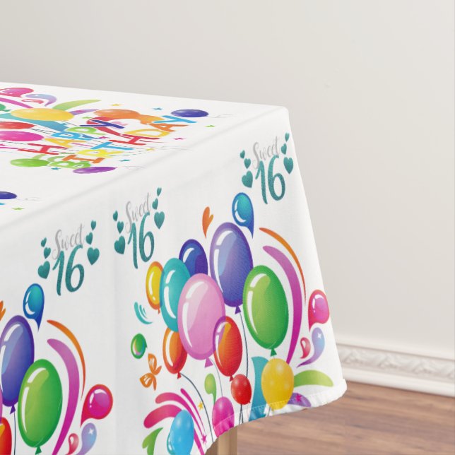 Happy Birthday Tablecloth Sweet Sixteen (In Situ)