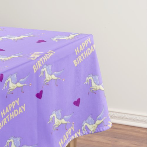 Happy Birthday Tablecloth Unicorn Purple