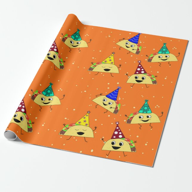 Happy Birthday Taco Wrapping Paper (Unrolled)