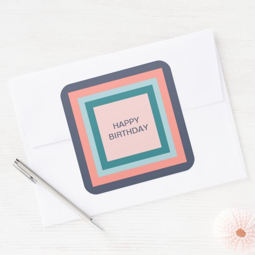Happy Birthday Tags Beachy Color Palette Squares Square Sticker